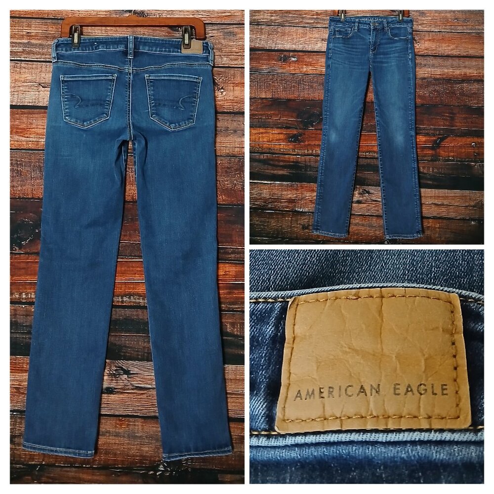American Eagle Jeans 8 Skinny Mid Rise Blue Denim Stretch